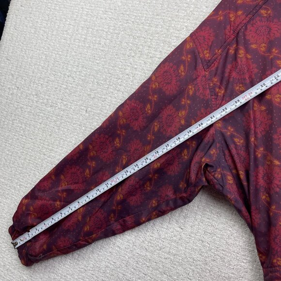 VTG Louis Garneau Women Jacket Red Trippy Floral AOP Polar Fleece Lined Retro - Picture 11 of 16